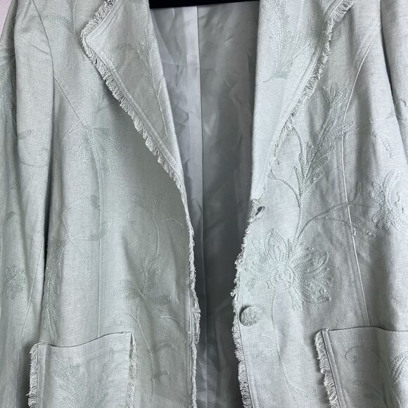 Carole Little Vintage Womens Size 1X Embroidered Jacket with Fringe Detail Sage - Picture 6 of 13